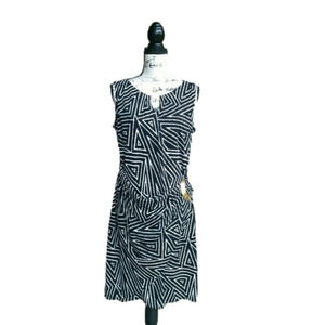 🎉msk Keyhole Geometric Print Dress